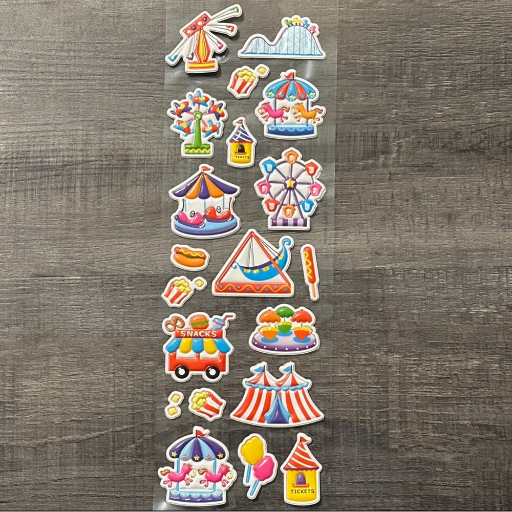 💞 New Carnival Fair Dimensional Scrapbook Craft Stickers